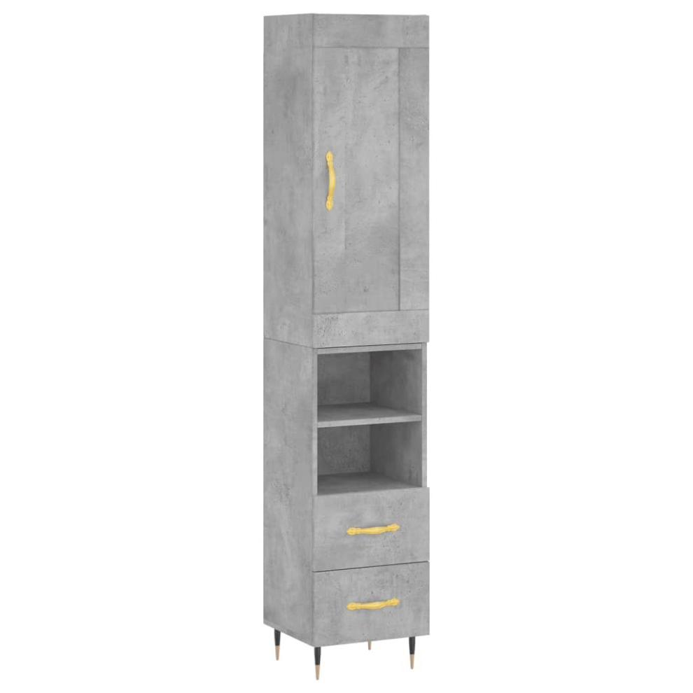 (concrete grey, 2 drawers 2 shelves) vidaXL Highboard Sideboard Storage Cabinet Home Side Cabinet Engineered Wood