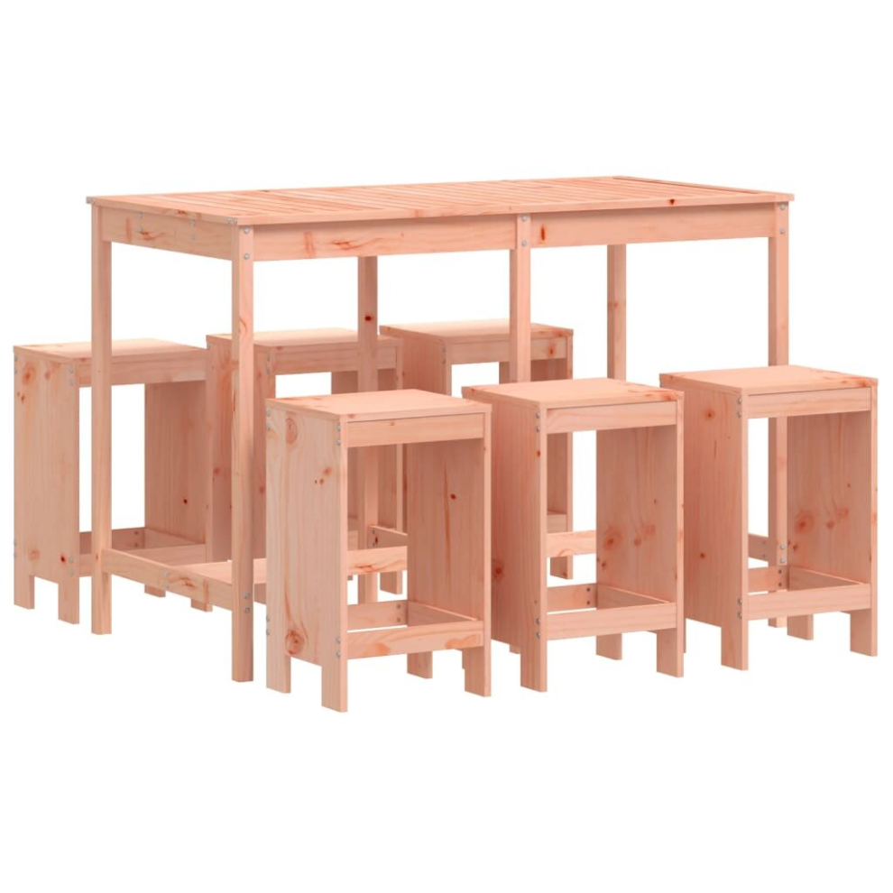 Vidaxl (Natural Douglas) Garden Bar Set Outdoor Bar Table Set Bar Stool 7 Piece Solid Wood Pine