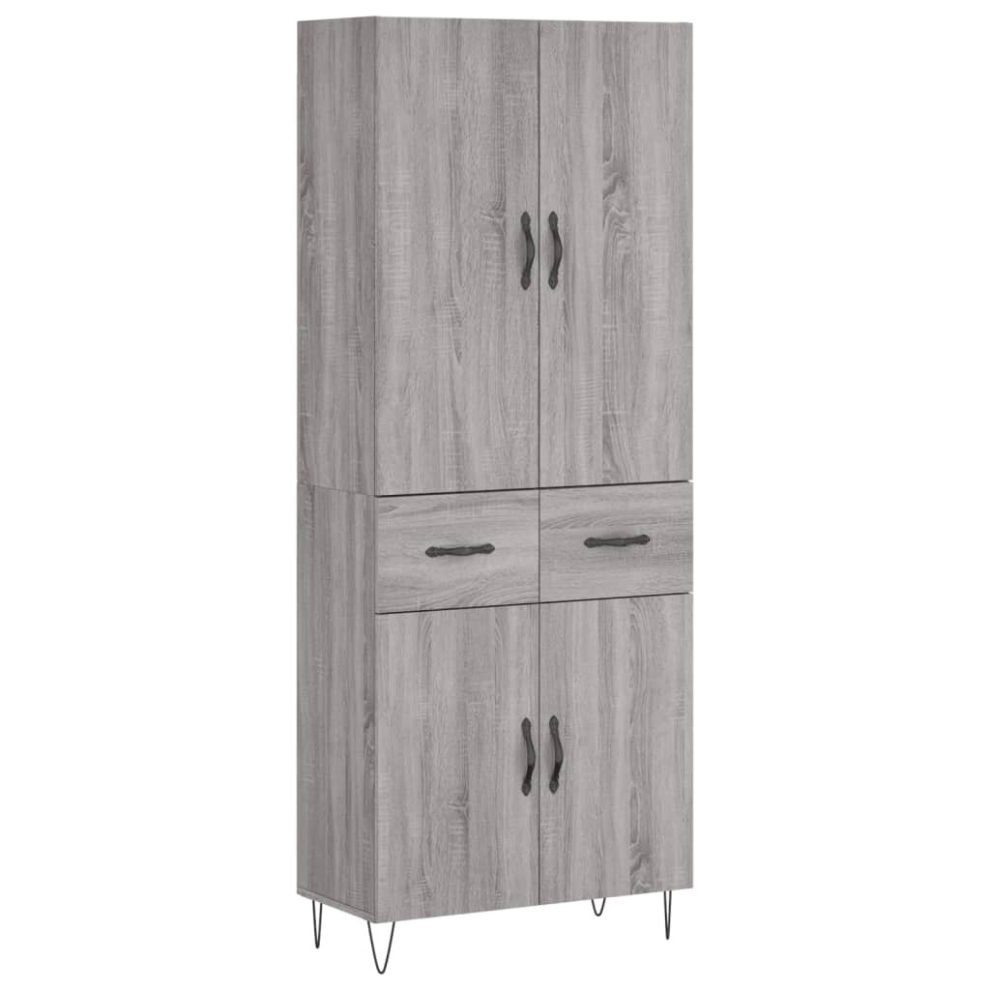 Vidaxl (Grey Sonoma, 2 Doors 2 Drawers) Highboard Sideboard Storage Cabinet Home Side Cabinet Engineered Wood