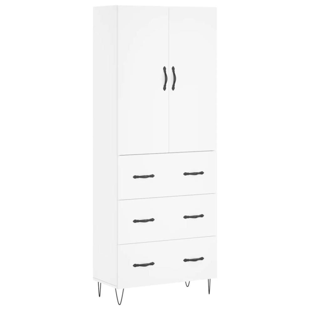 New Vidaxl (, 3 Drawers) Highboard Sideboard Storage Cabinet Home Side Cabinet Engineered Wood White