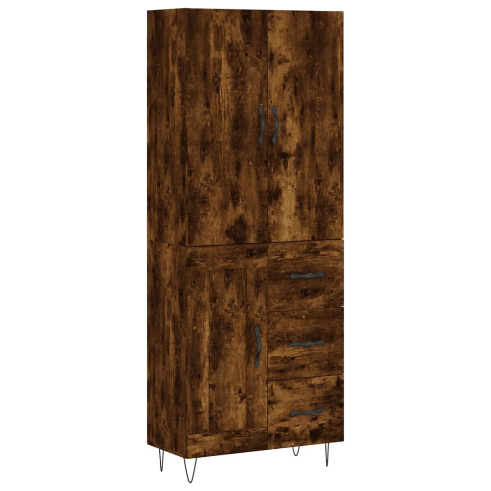 Vidaxl (Smoked Oak, 1 Wood Door 3 Drawers) Highboard Sideboard Storage Cabinet Home Side Cabinet Engineered Wood