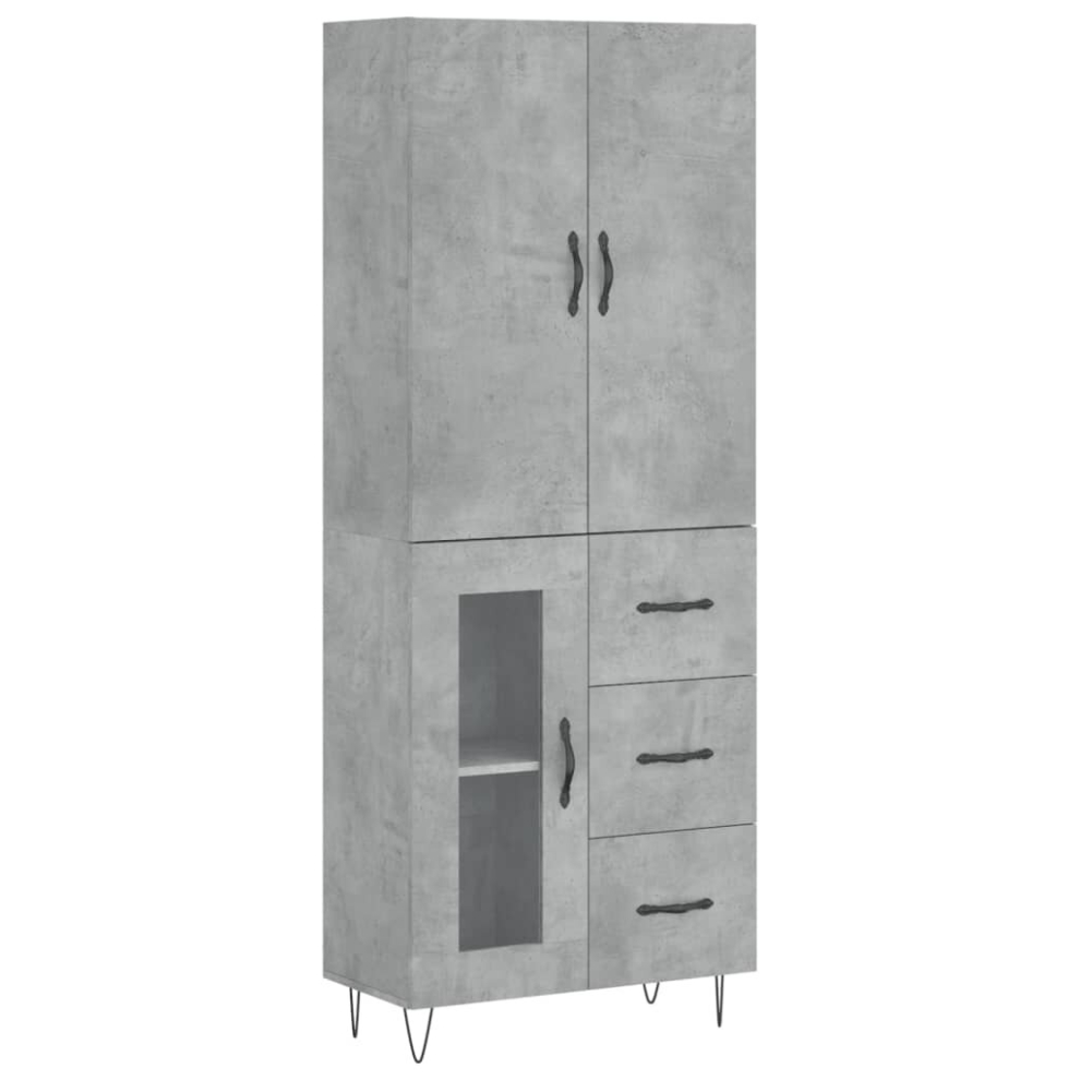 (concrete grey, 1 glass door 3 drawers) vidaXL Highboard Sideboard Storage Cabinet Home Side Cabinet Engineered Wood