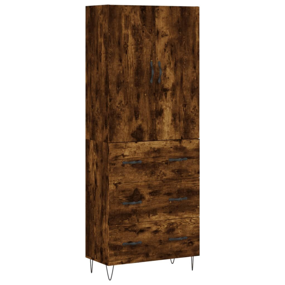 Vidaxl (Smoked Oak, 3 Drawers) Highboard Sideboard Storage Cabinet Home Side Cabinet Engineered Wood