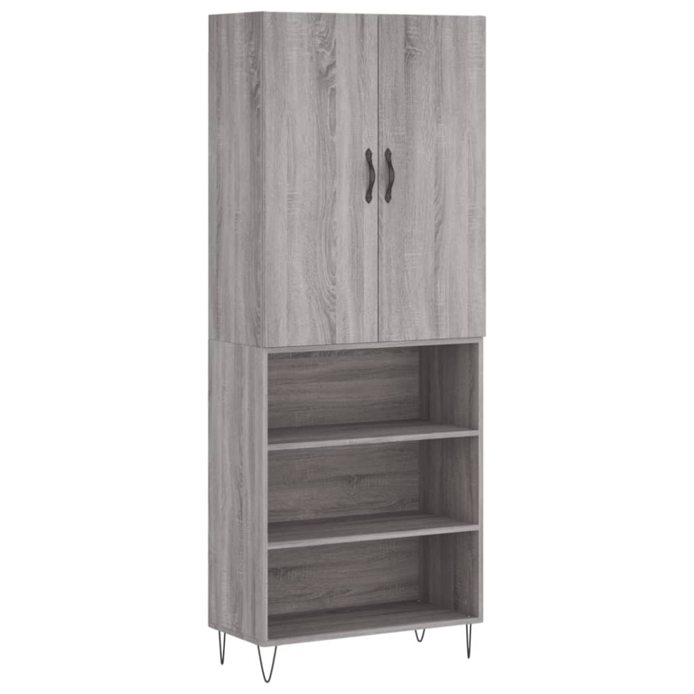 (grey sonoma, 3 shelves) vidaXL Highboard Sideboard Storage Cabinet Home Side Cabinet Engineered Wood