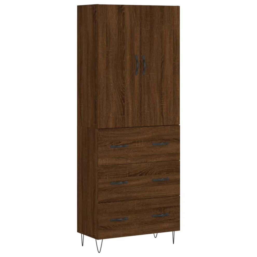 (brown oak, 3 drawers) vidaXL Highboard Sideboard Storage Cabinet Home Side Cabinet Engineered Wood