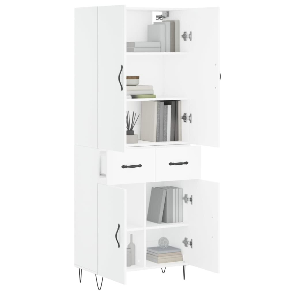 (white, 2 doors 2 drawers) vidaXL Highboard Sideboard Storage Cabinet Home Side Cabinet Engineered Wood