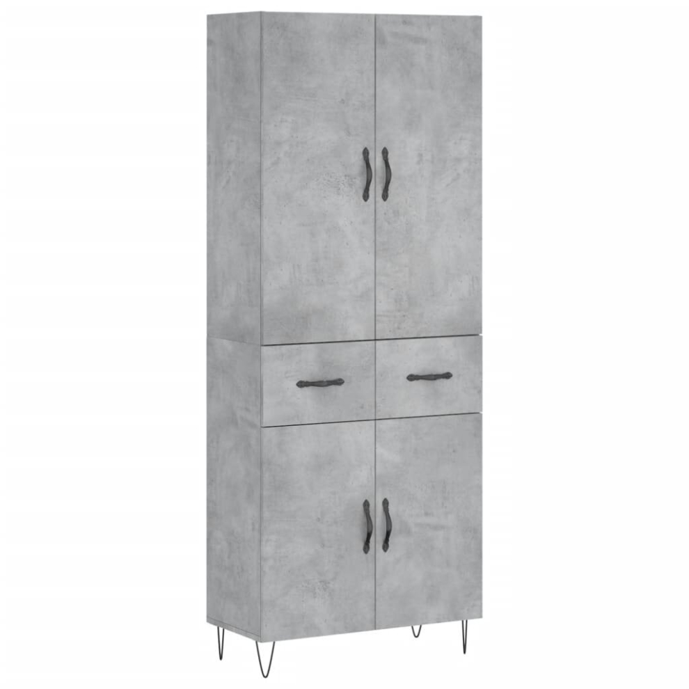 Vidaxl (Concrete Grey, 2 Doors 2 Drawers) Highboard Sideboard Storage Cabinet Home Side Cabinet Engineered Wood