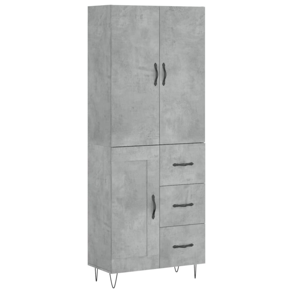 Vidaxl (Concrete 1 Wood Door 3 Drawers) Highboard Sideboard Storage Cabinet Home Side Cabinet Engineered Wood Grey