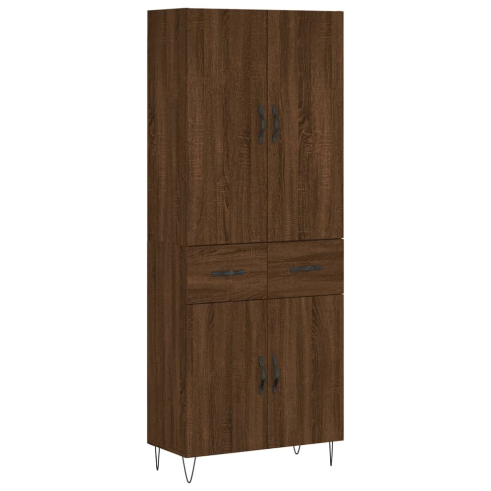 (brown oak, 2 doors 2 drawers) vidaXL Highboard Sideboard Storage Cabinet Home Side Cabinet Engineered Wood