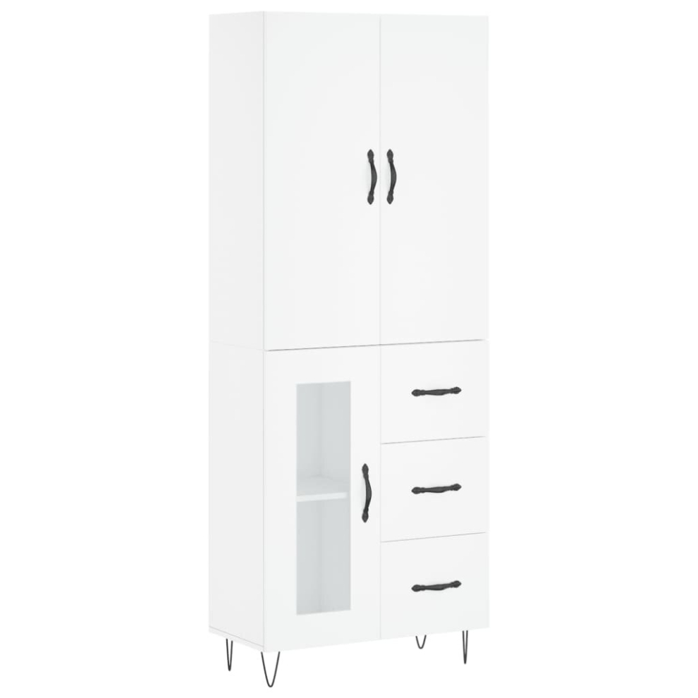 (white, 1 glass door 3 drawers) vidaXL Highboard Sideboard Storage Cabinet Home Side Cabinet Engineered Wood