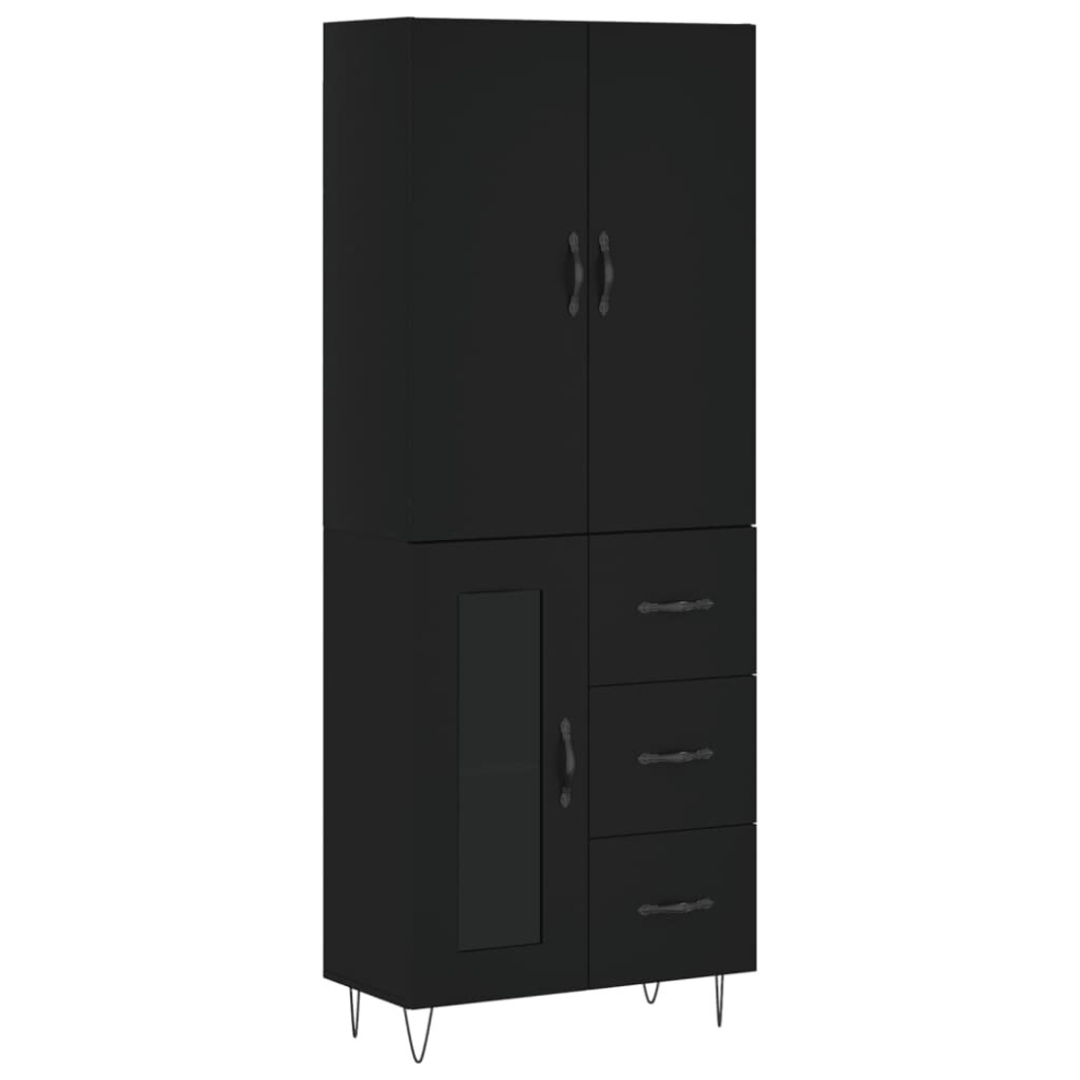 (black, 1 Glass Door 3 drawers) vidaXL Highboard Sideboard Storage Cabinet Home Side Cabinet Engineered Wood