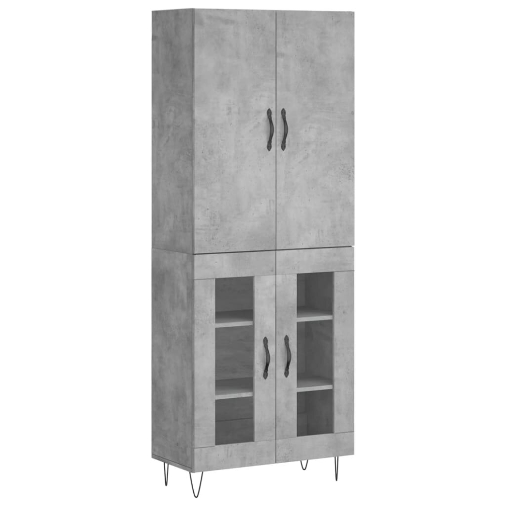 Vidaxl (Concrete Grey, 2 Glass Doors) Highboard Sideboard Storage Cabinet Home Side Cabinet Engineered Wood