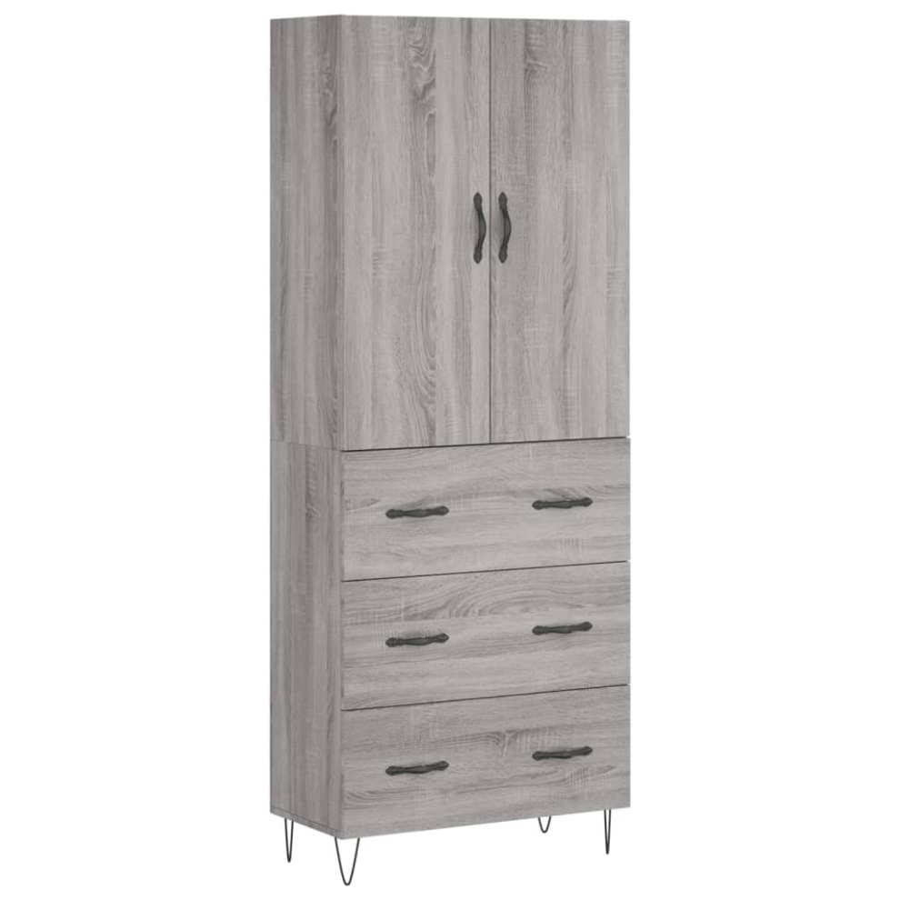 (grey sonoma, 3 drawers) vidaXL Highboard Sideboard Storage Cabinet Home Side Cabinet Engineered Wood