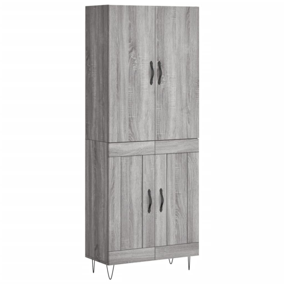 Vidaxl (Grey Sonoma, 2 Wood Doors) Highboard Sideboard Storage Cabinet Home Side Cabinet Engineered Wood