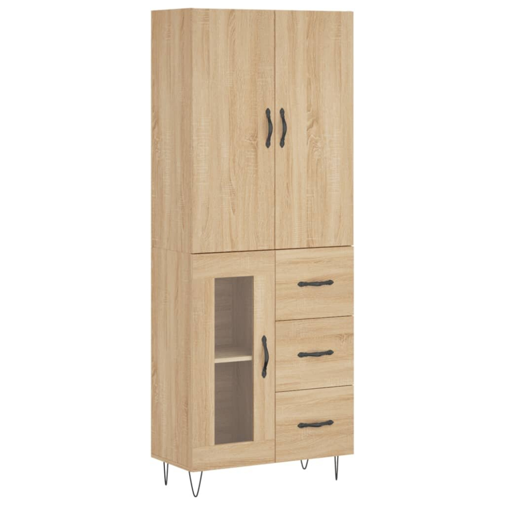 (sonoma oak, 1 glass door 3 drawers) vidaXL Highboard Sideboard Storage Cabinet Home Side Cabinet Engineered Wood