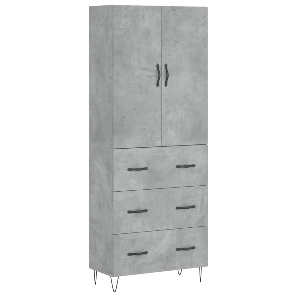 (concrete grey, 3 drawers) vidaXL Highboard Sideboard Storage Cabinet Home Side Cabinet Engineered Wood