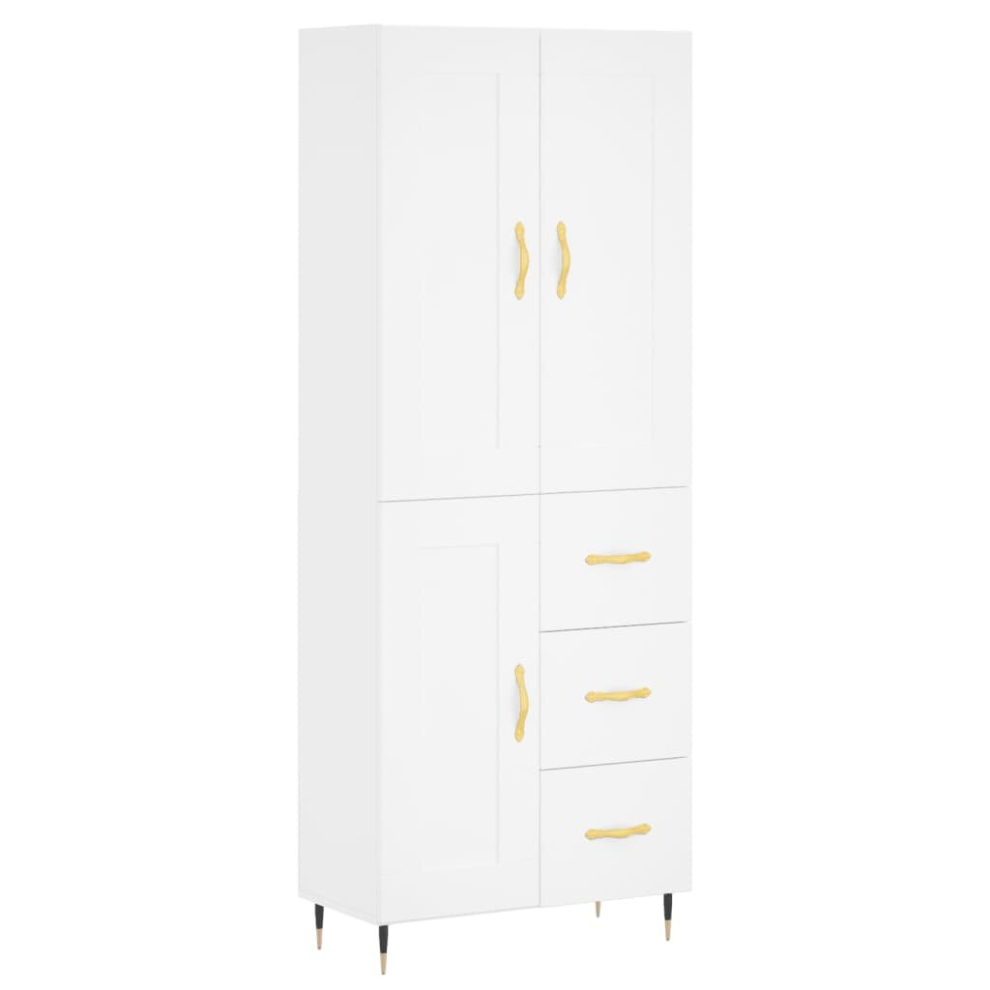 Vidaxl (White, 1 Wood Door 3 Drawers) Highboard Sideboard Storage Cabinet Home Side Cabinet Engineered Wood