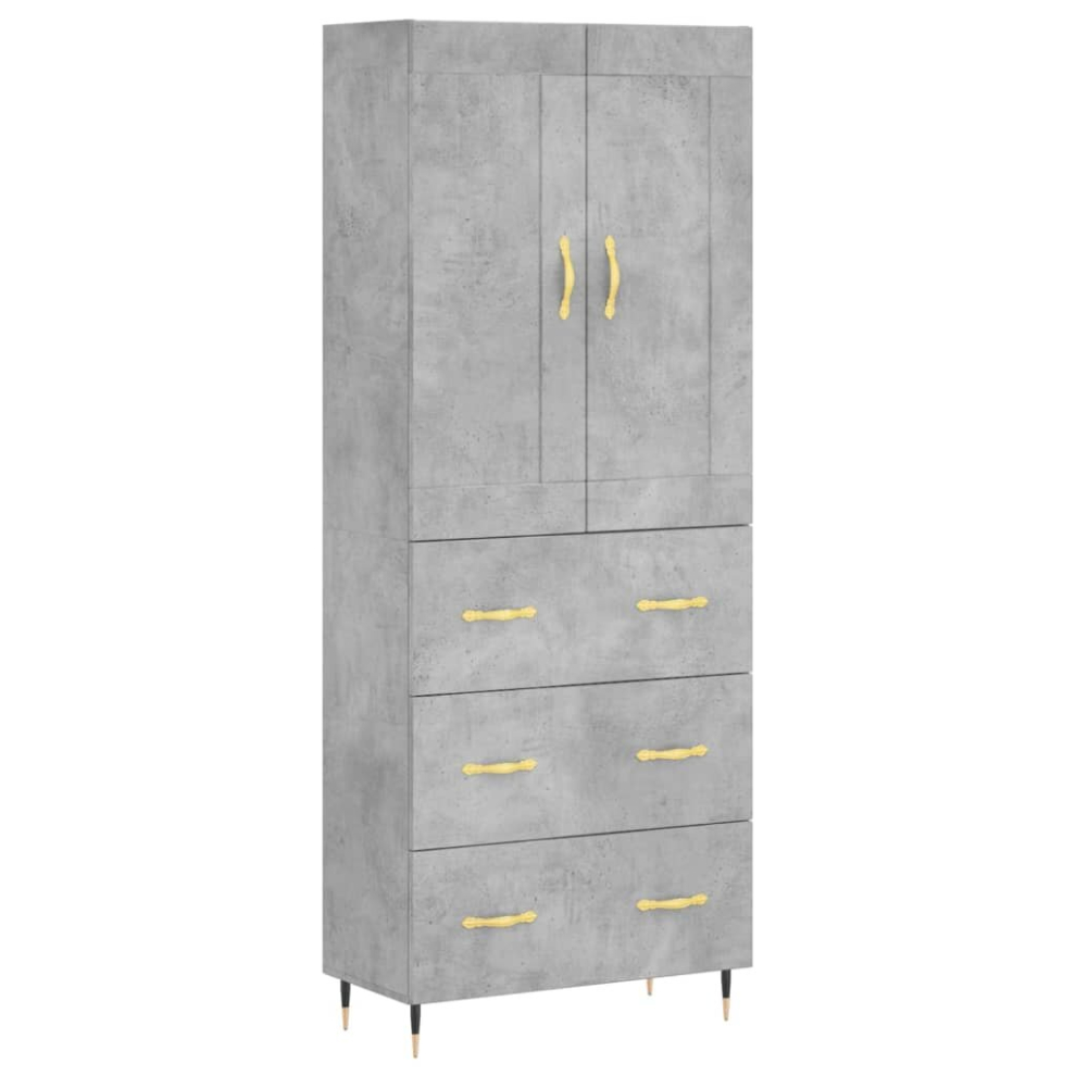 Vidaxl Grey (Concrete 3 Drawers) Highboard Sideboard Storage Cabinet Home Side Cabinet Engineered Wood