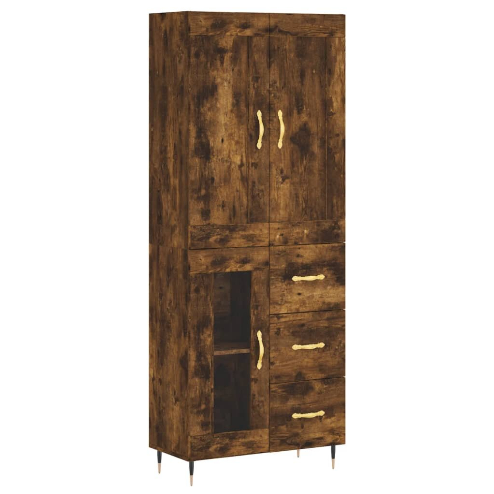 (smoked oak, 1 glass door 3 drawers) vidaXL Highboard Sideboard Storage Cabinet Home Side Cabinet Engineered Wood