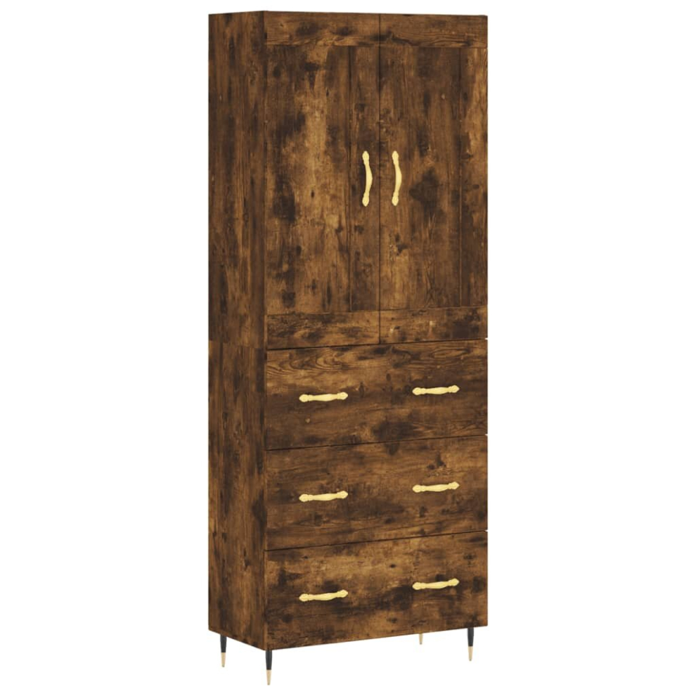 (smoked oak, 3 drawers) vidaXL Highboard Sideboard Storage Cabinet Home Side Cabinet Engineered Wood