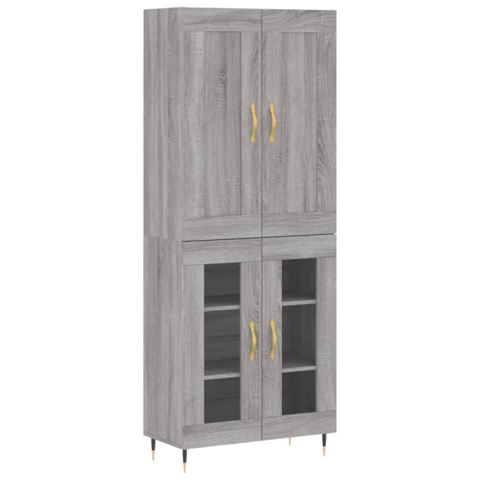 (grey sonoma, 2 glass doors) vidaXL Highboard Sideboard Storage Cabinet Home Side Cabinet Engineered Wood