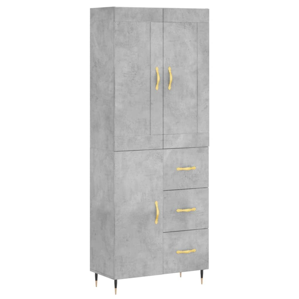 Vidaxl (Concrete Grey, 1 Door 3 Drawers) Highboard Sideboard Storage Cabinet Home Side Cabinet Engineered Wood