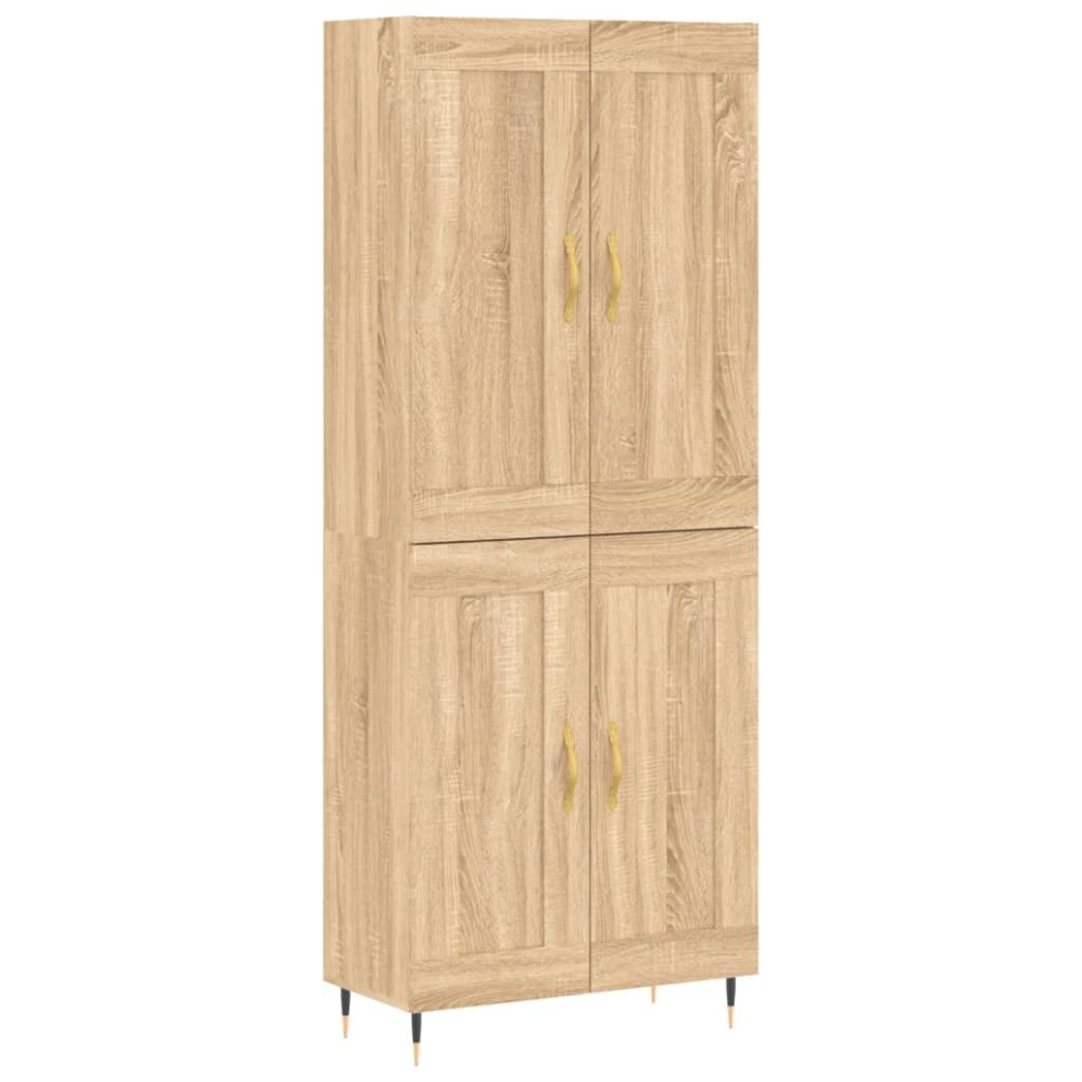 Vidaxl (Sonoma Oak, 2 Wood Doors) Highboard Sideboard Storage Cabinet Home Side Cabinet Engineered Wood