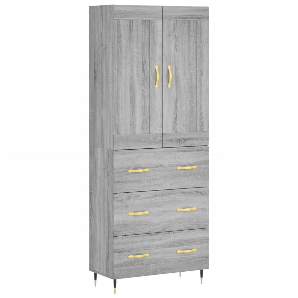 Vidaxl (Grey Sonoma, 3 Drawers) Highboard Sideboard Storage Cabinet Home Side Cabinet Engineered Wood