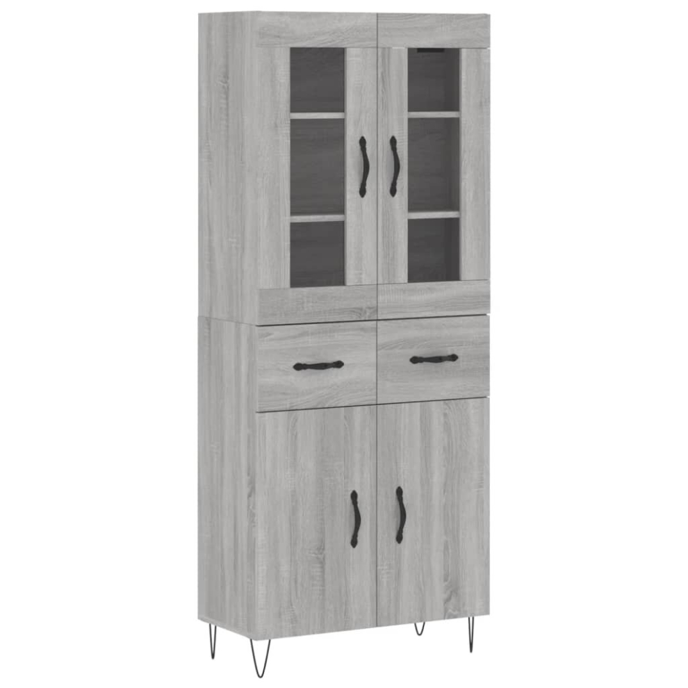 (grey sonoma, 2 doors 2 drawers) vidaXL Highboard Sideboard Storage Cabinet Home Side Cabinet Engineered Wood-image-OPC-PCWB996-NEW