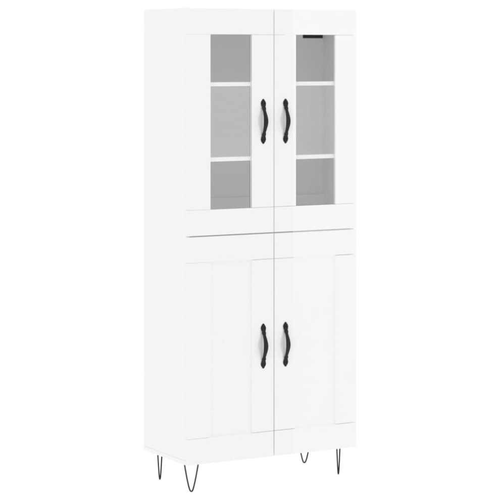 (high gloss white, 2 wood doors) vidaXL Highboard Sideboard Storage Cabinet Home Side Cabinet Engineered Wood