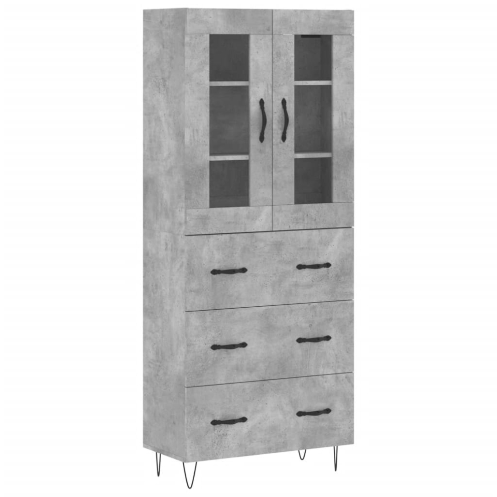 Vidaxl Grey (Concrete 3 Drawers) Highboard Sideboard Storage Cabinet Home Side Cabinet Engineered Wood