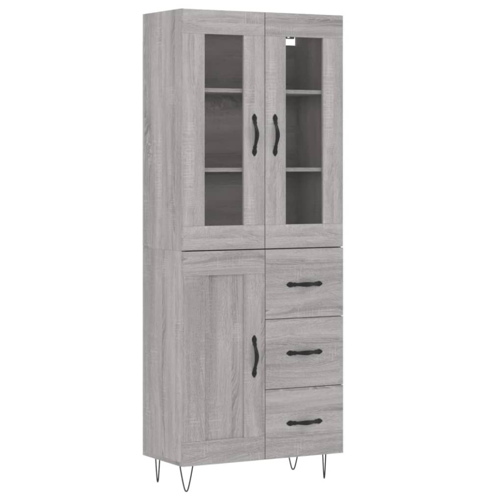 Vidaxl (Grey Sonoma, 1 Wood Door 3 Drawers) Highboard Sideboard Storage Cabinet Home Side Cabinet Engineered Wood