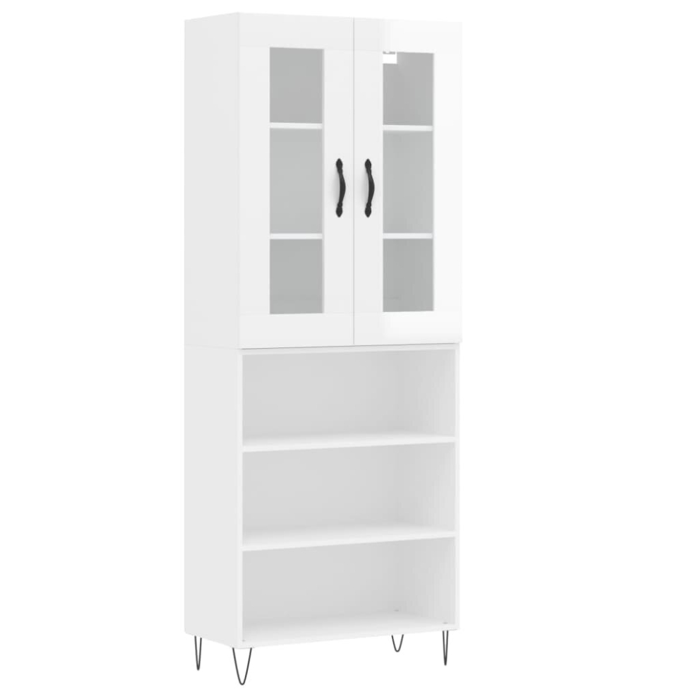 (high gloss white, 3 shelves) vidaXL Highboard Sideboard Storage Cabinet Home Side Cabinet Engineered Wood