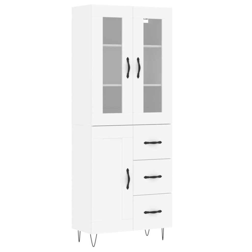 Vidaxl (White, 1 Wood Door 3 Drawers) Highboard Sideboard Storage Cabinet Home Side Cabinet Engineered Wood