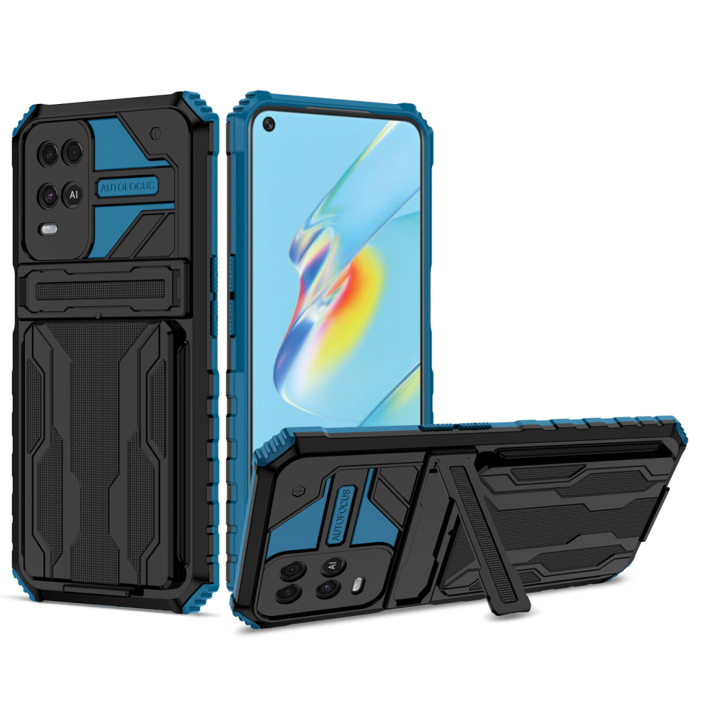 Oppo A54 4G Case Wallet Case, with Card Holder Stand Slim Rugged Shockproof Heavy Duty Armor Phone Case