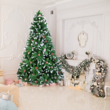 6FT 920 Branches Flocking Spray White Christmas Tree Plus Pine Cone Xmas Tree