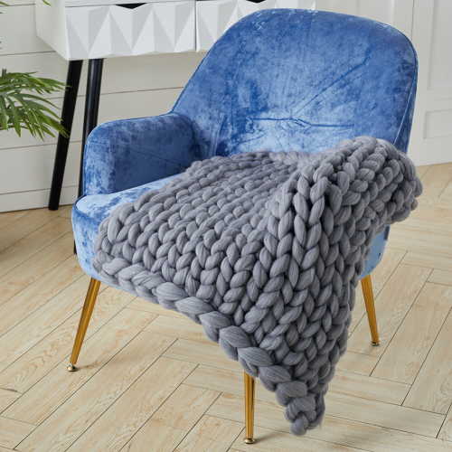 Living And Home (Grey) Handwoven Chunky Knit Throw Blanket for Home Decor 1