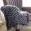 Living And Home (Grey) Handwoven Chunky Knit Throw Blanket for Home Decor 1