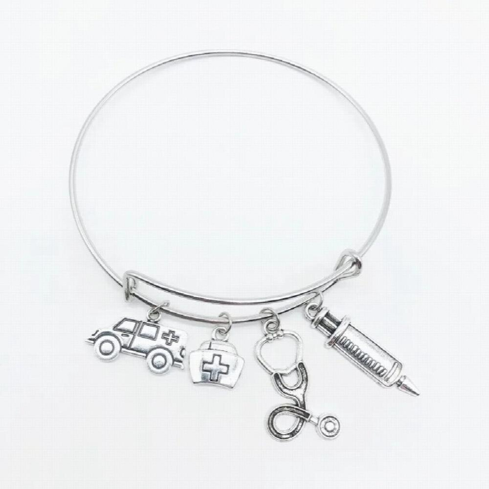 Ambulance Nurse Cap Stethoscope Syringe Thermometer Bracelet, Doctor Nurse Medical Student Memorial Bracelet Jewelry Gift-image-OPC-PCWBJB5-NEW