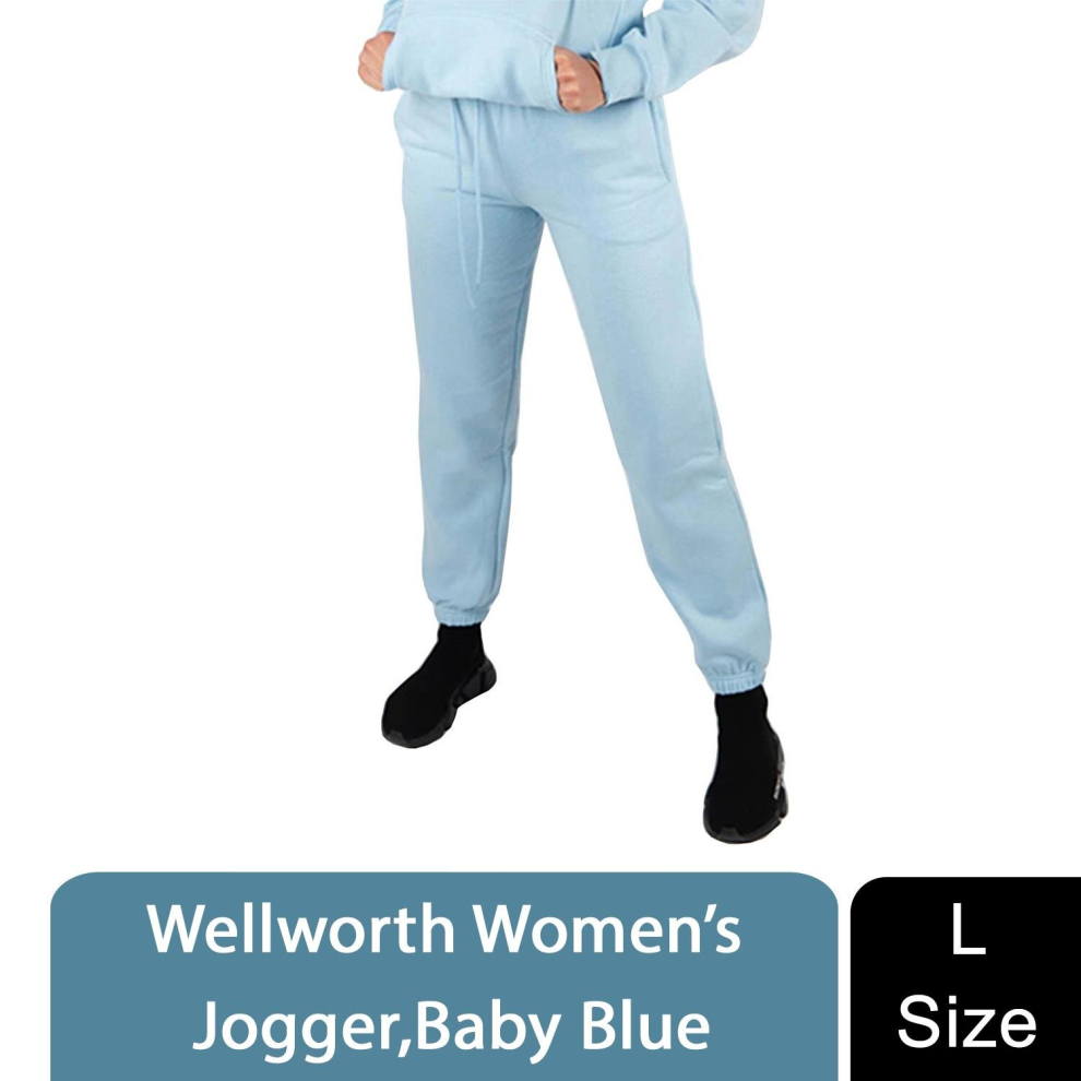 (Blue - Jogger, Large) Wellworth Women's Loungewear hoodie & jogger