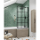 Bath Shower Screen Door Hinged 800mm Black Grid Square 6mm Glass Return Panel 4