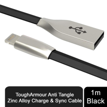 2 Pack Anti Tangle Zinc Alloy Charge and Sync Cables - 1m