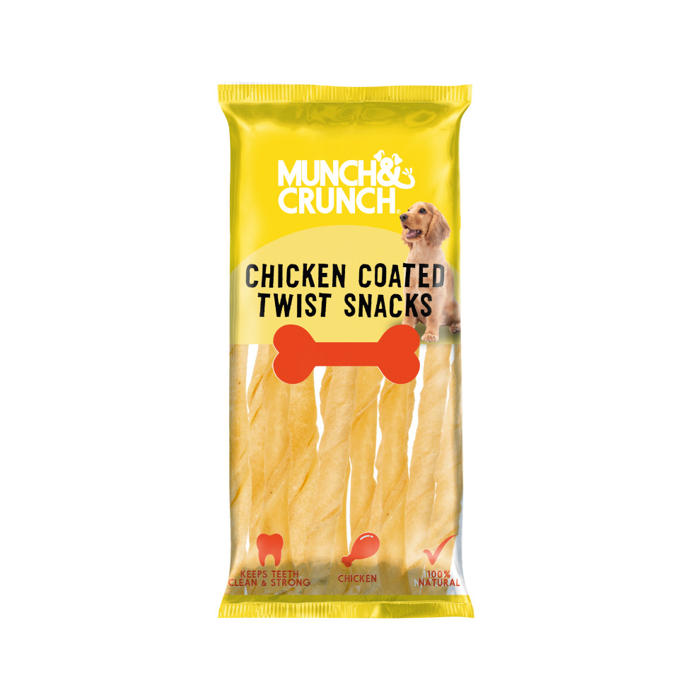 Munch & Crunch Chicken Coated Twist Sticks Keeps Teeth Clean & Strong