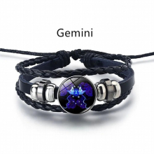 12 Zodiac Signs Constellation Charm Bracelet Men Women Multilayer Weave leather Bracelet Bangle Birthday