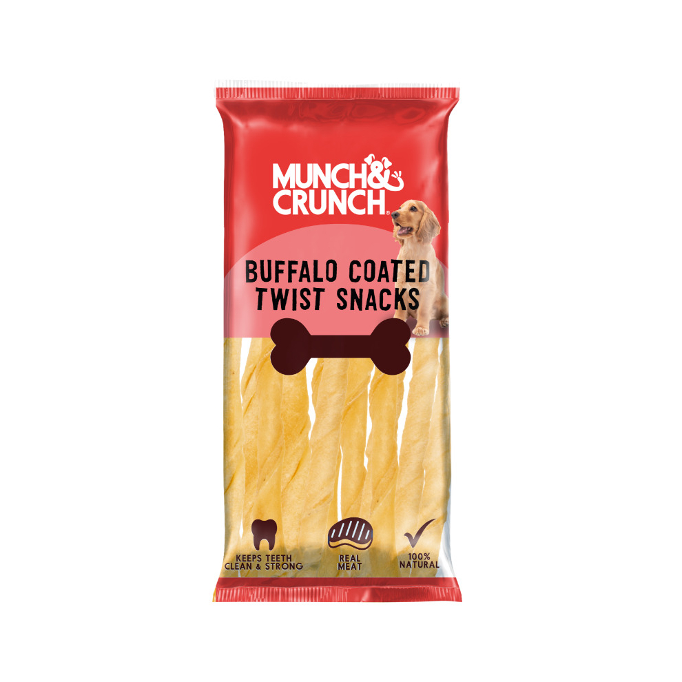 Munch & Crunch Buffalo Coated Twist Sticks Keeps Teeth Clean & Strong