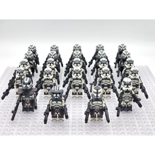 (24pcs Minifigures Set) Star Wars 104th Phase 2 Wolfpack Commander Wolffe Clone Troopers 24pcs Minifigures Set