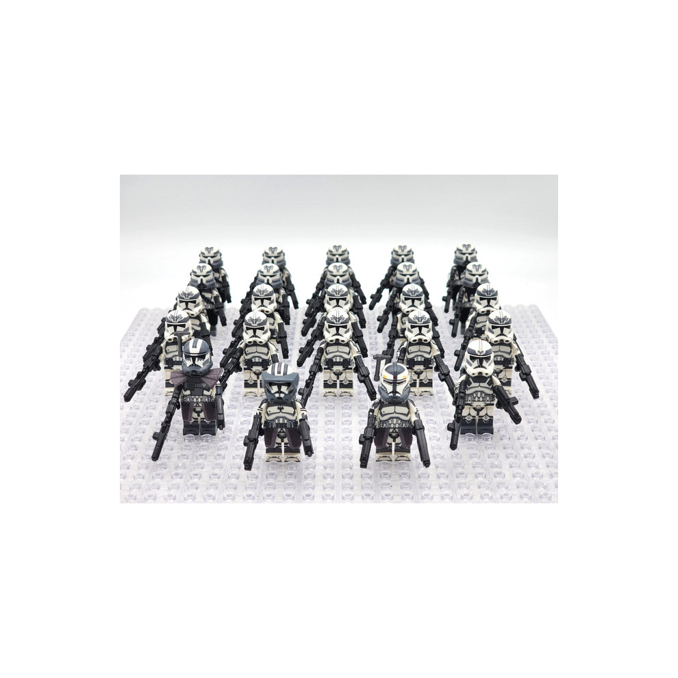 (24pcs Minifigures Set) Star Wars 104th Phase 2 Wolfpack Commander Wolffe Clone Troopers 24pcs Minifigures Set