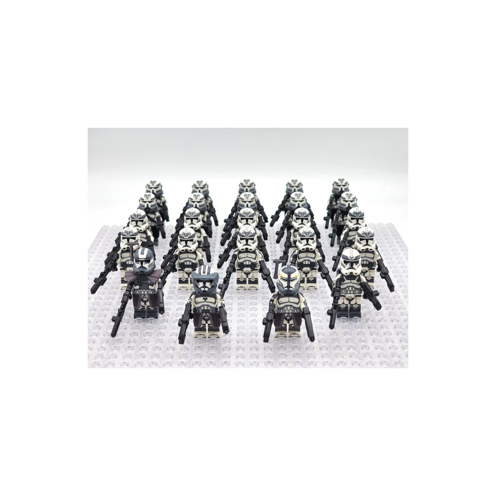 Sunvivid (24Pcs Minifigures Set) Star Wars 104Th Phase 2 Wolfpack Commander Wolffe Clone Troopers 24Pcs Minifigures Set