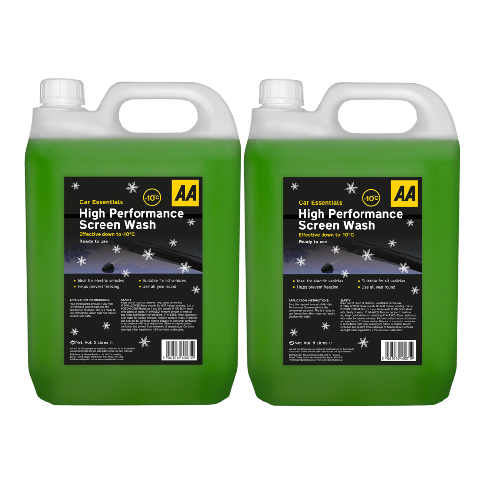 AA Winter High Performance Screenwash 2 x 5L Effective to -10Â°C