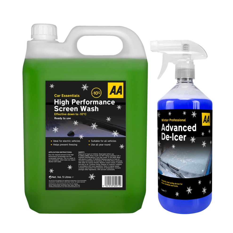 AA Winter -10Â°C Screenwash 5L + 1L Advanced De-Icer Winter Car Bundle